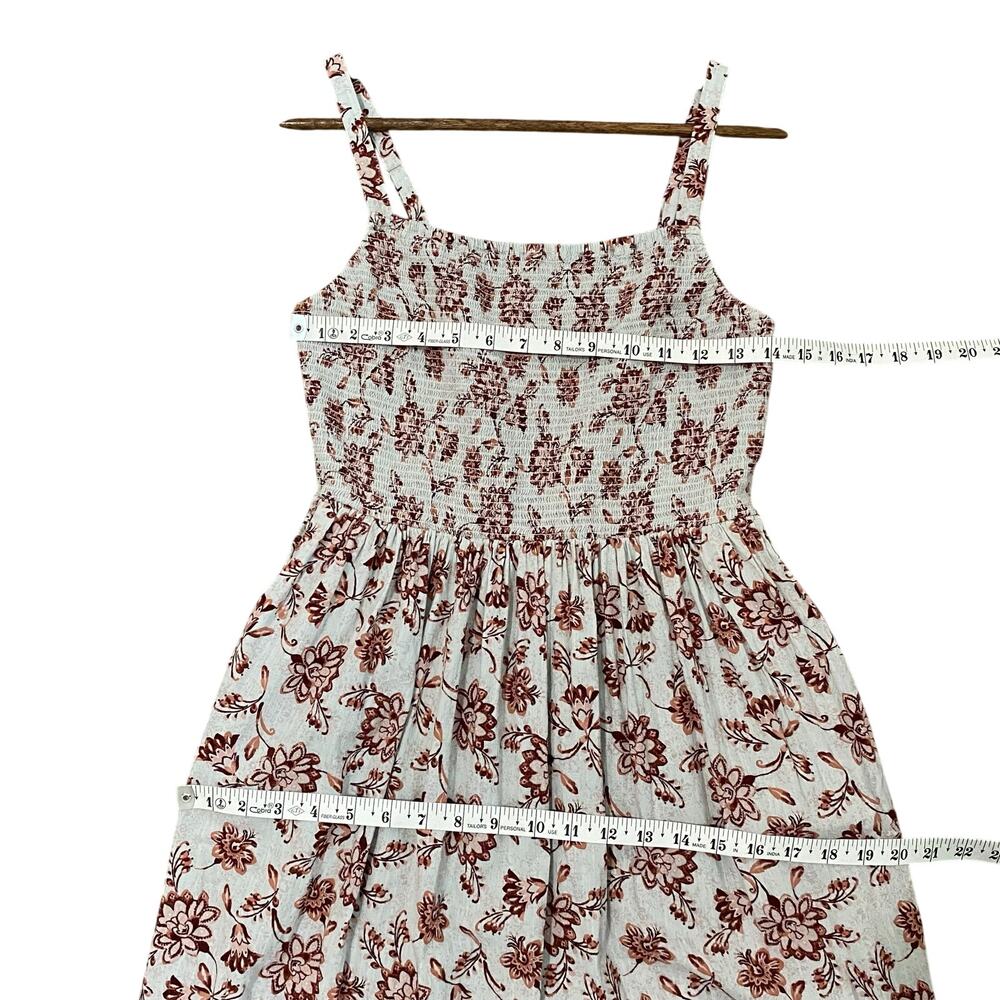 Old Navy Smocked Floral Midi Dress Womens S Pink Gray Adjustable Straps - Picture 6 of 8